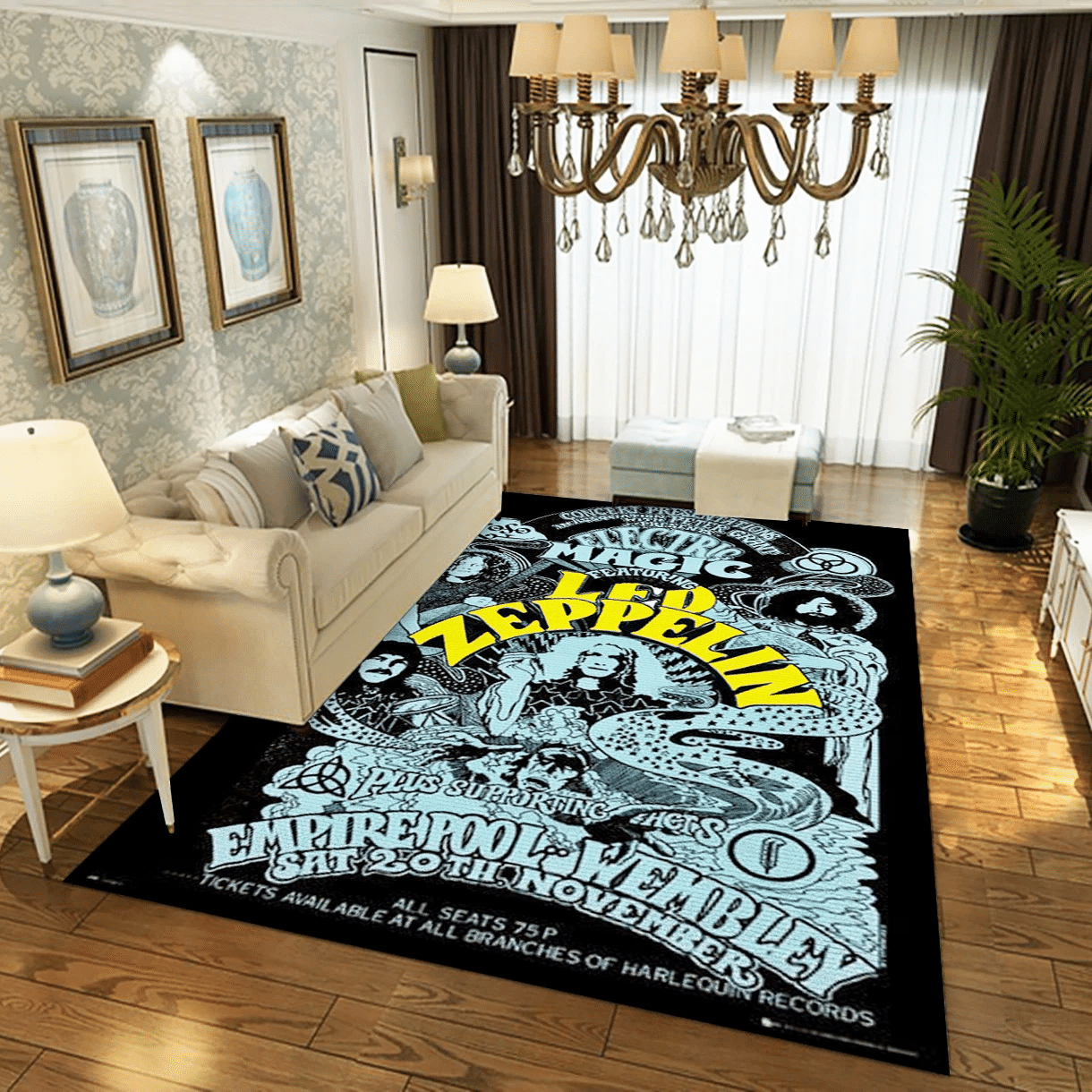 Led Zeppelin Concert 1971 Music Area Rug, Living Room  Rug - Christmas Gift US Decor - Indoor Outdoor Rugs