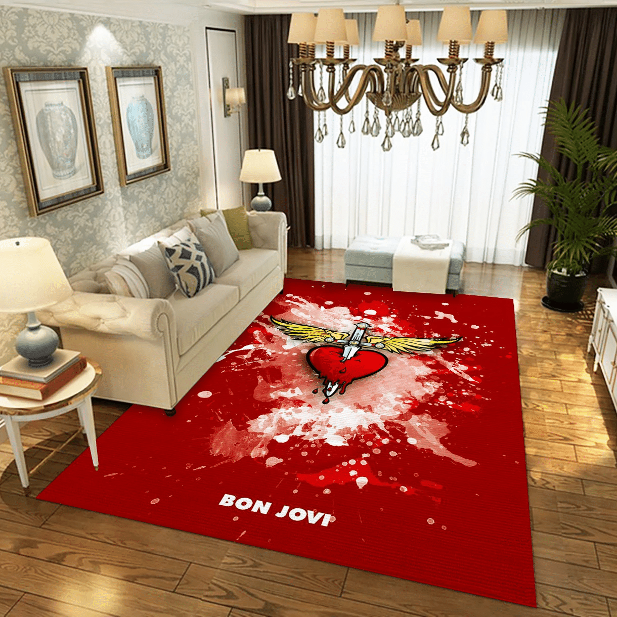 Bon Jovi Red Music Area Rug For Christmas, Living Room  Rug - Floor Decor - Indoor Outdoor Rugs