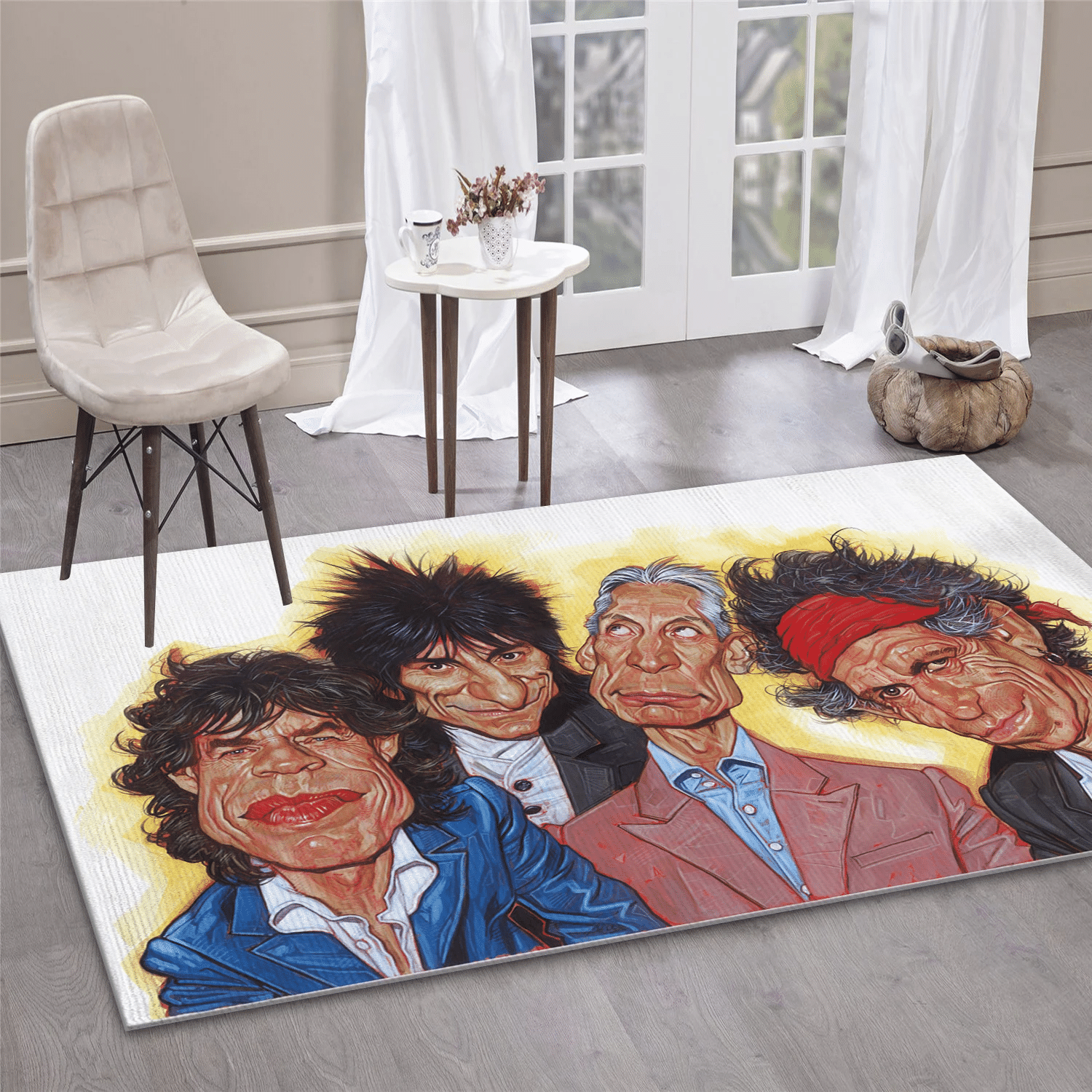 The Rolling Stones Chibi Band Area Rug, Living Room  Rug - Family Gift US Decor - Indoor Outdoor Rugs