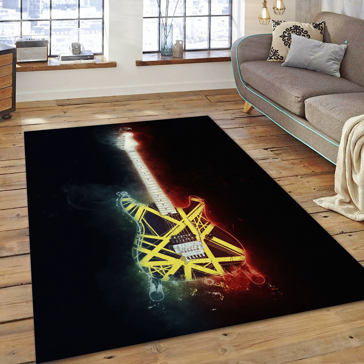 Van Halen Guitar Music Area Rug For Christmas, Living Room  Rug - US Gift Decor - Indoor Outdoor Rugs