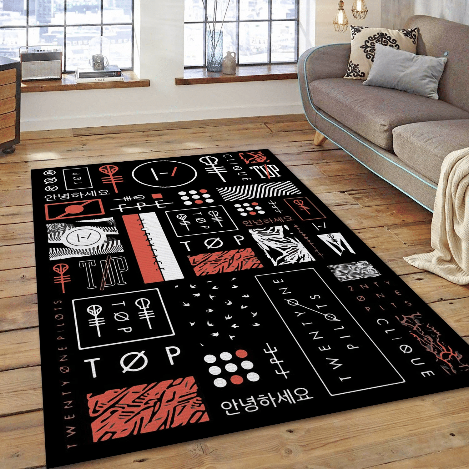 Twenty One Pilots Symbols Music Area Rug Carpet, Living Room Rug - Family Gift US Decor - Indoor Outdoor Rugs