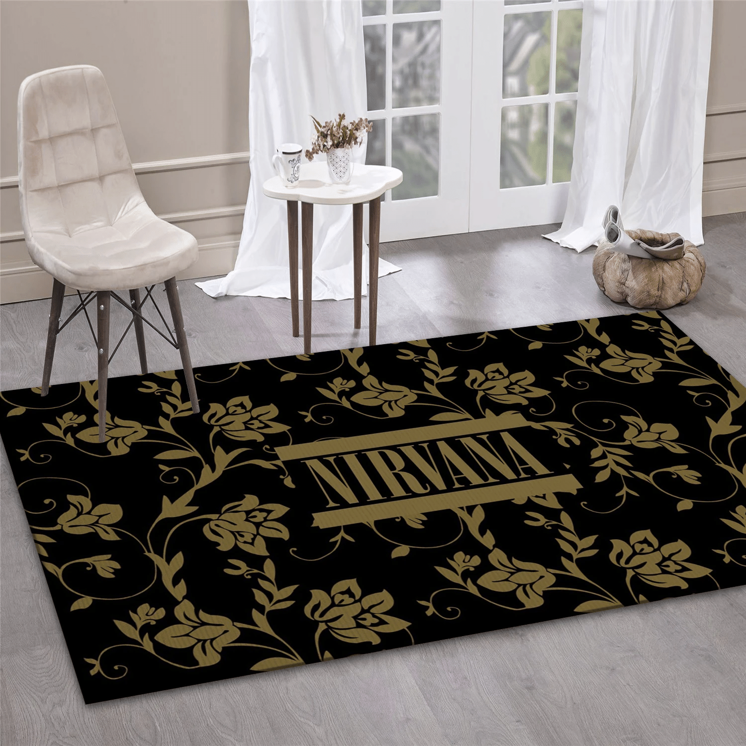 Nirvana Logo Music Area Rug Carpet, Living Room  Rug - Christmas Gift US Decor - Indoor Outdoor Rugs