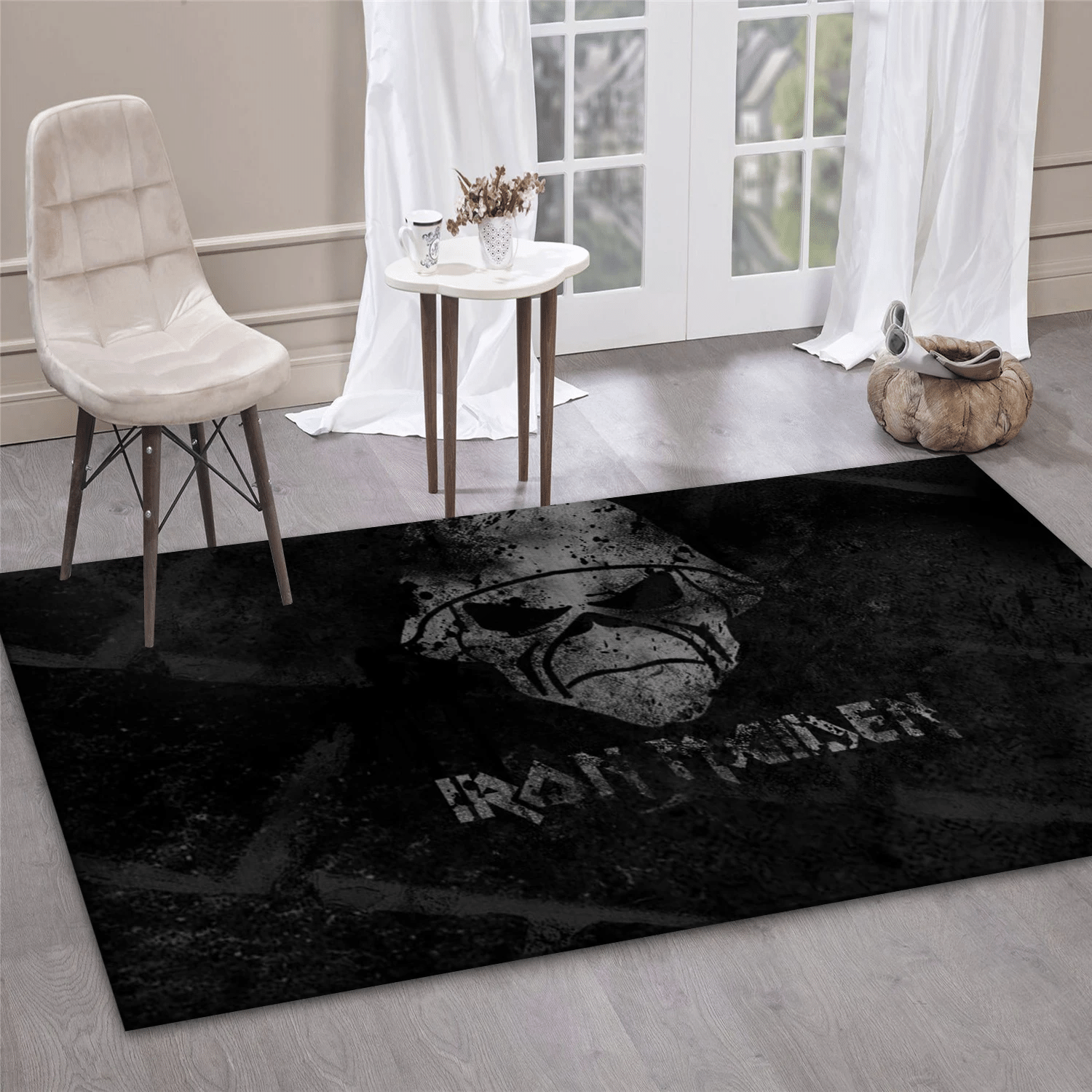 Iron Maiden Logo Black Music Area Rug Carpet, Living Room  Rug - US Gift Decor - Indoor Outdoor Rugs