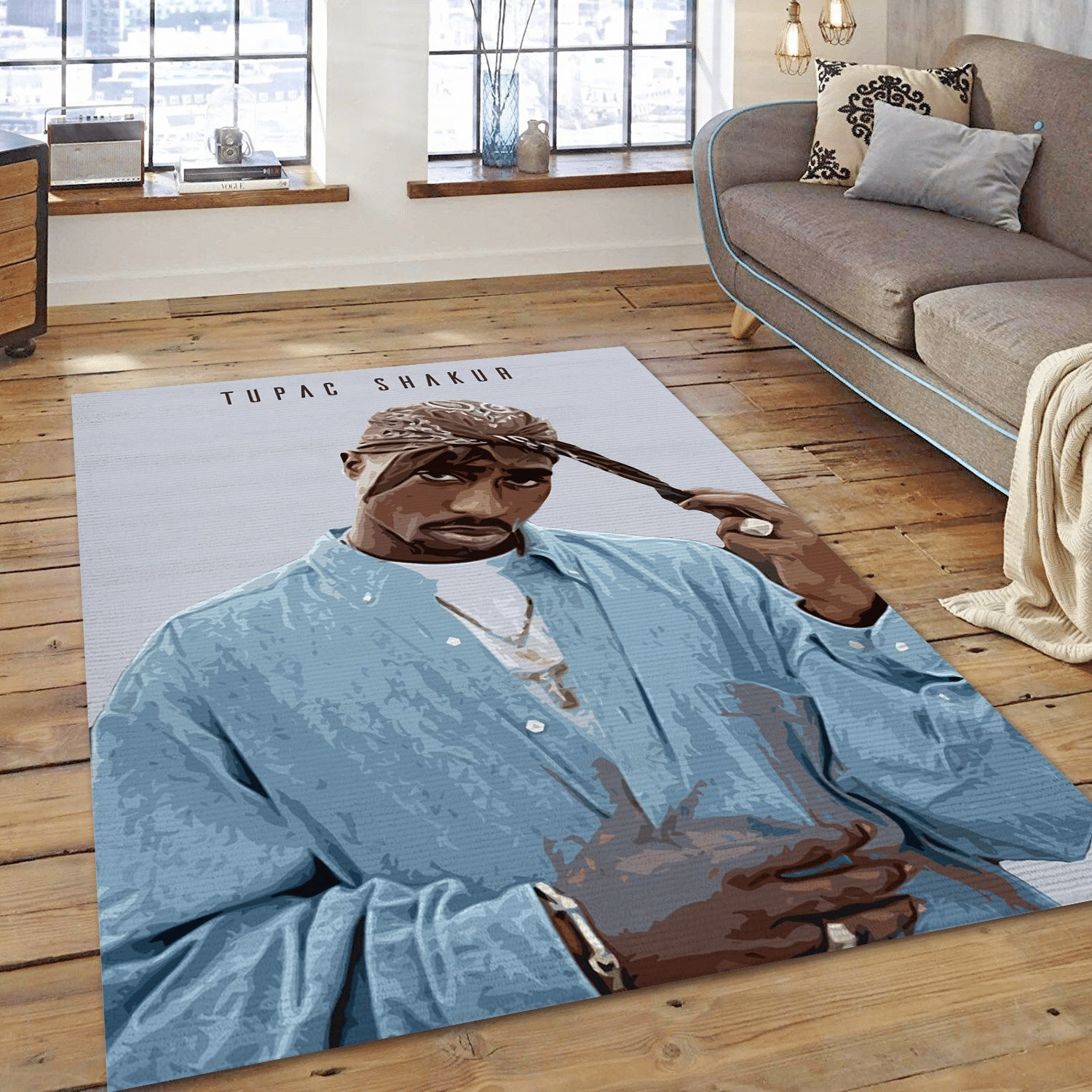 Tupac Shakur Rapper Music Area Rug Carpet, Living Room  Rug - Floor Decor - Indoor Outdoor Rugs