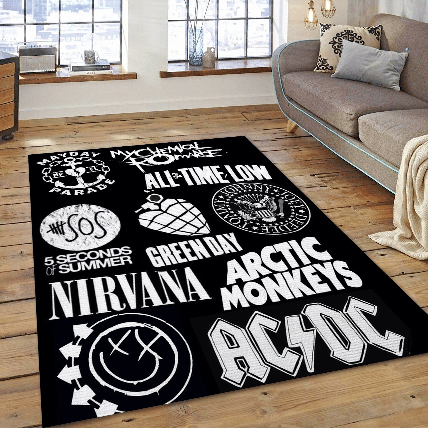 Rock Band Logo Area Rug, Living Room  Rug - Christmas Gift US Decor - Indoor Outdoor Rugs