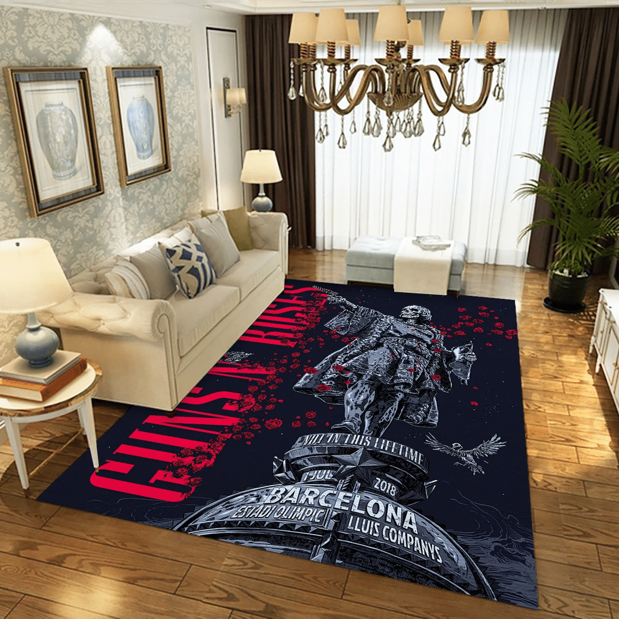 Guns N Roses Barcelona Area Rug, Living Room  Rug - Family Gift US Decor - Indoor Outdoor Rugs