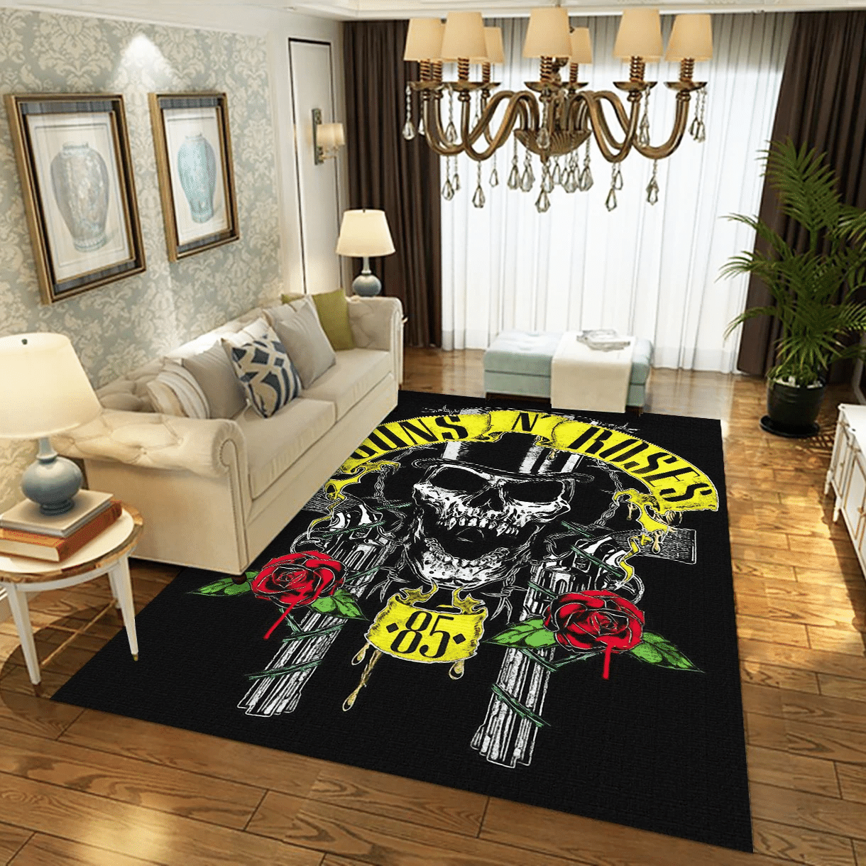 Guns N Roses 3 Music Area Rug For Christmas, Living Room  Rug - Home Decor - Indoor Outdoor Rugs