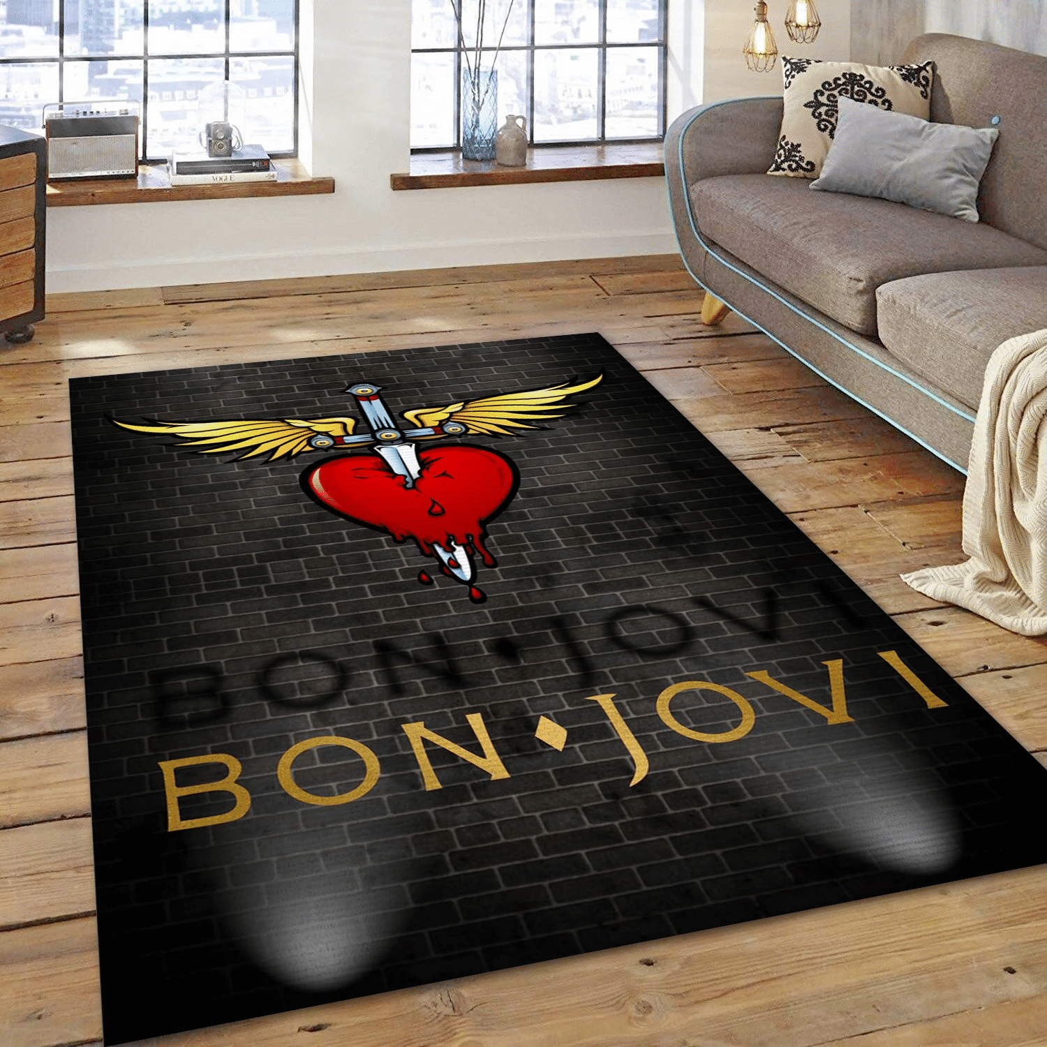 Bon Jovi Premium Music Area Rug, Living Room  Rug - Christmas Gift US Decor - Indoor Outdoor Rugs