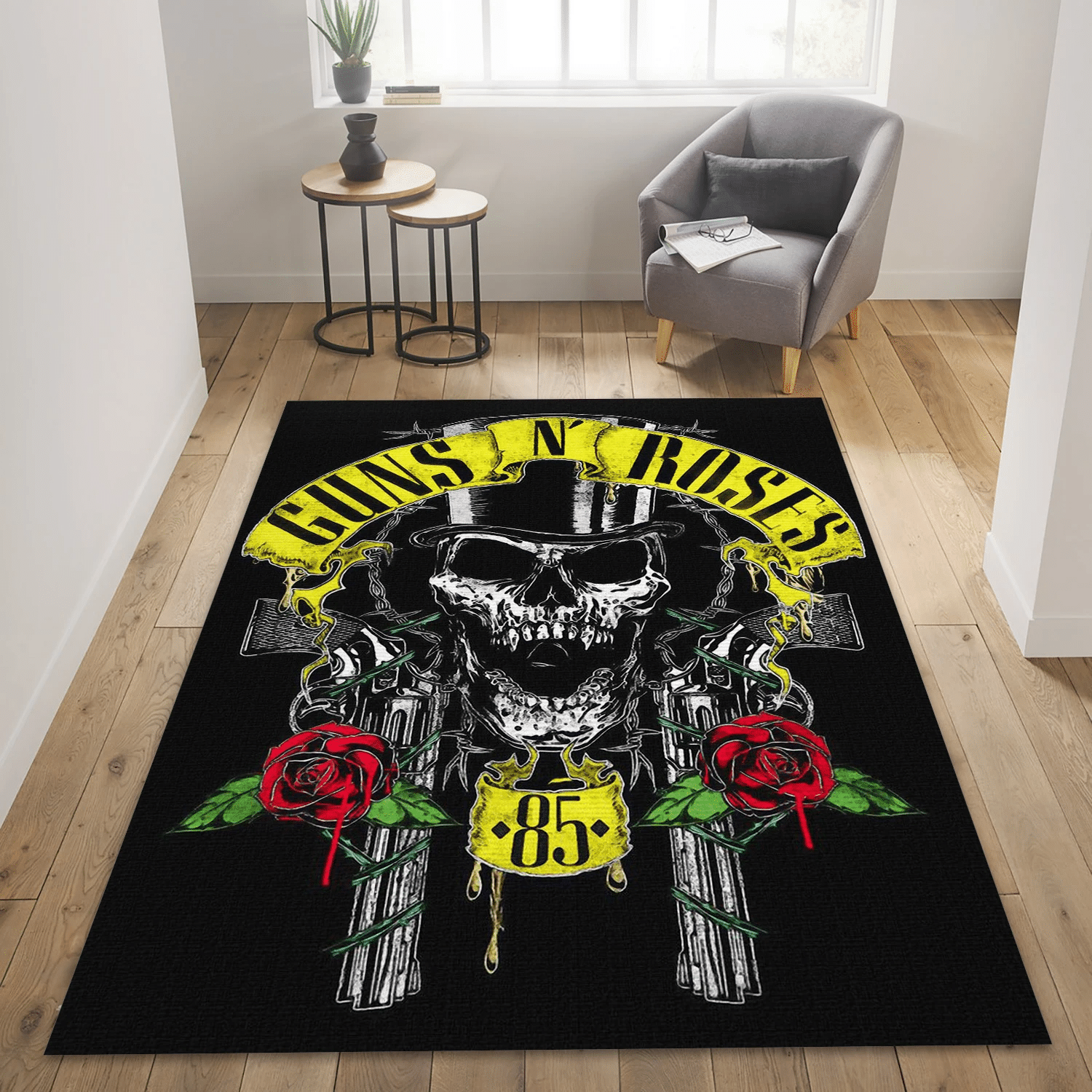 Guns N Roses 3 Music Area Rug For Christmas, Living Room  Rug - Home Decor - Indoor Outdoor Rugs