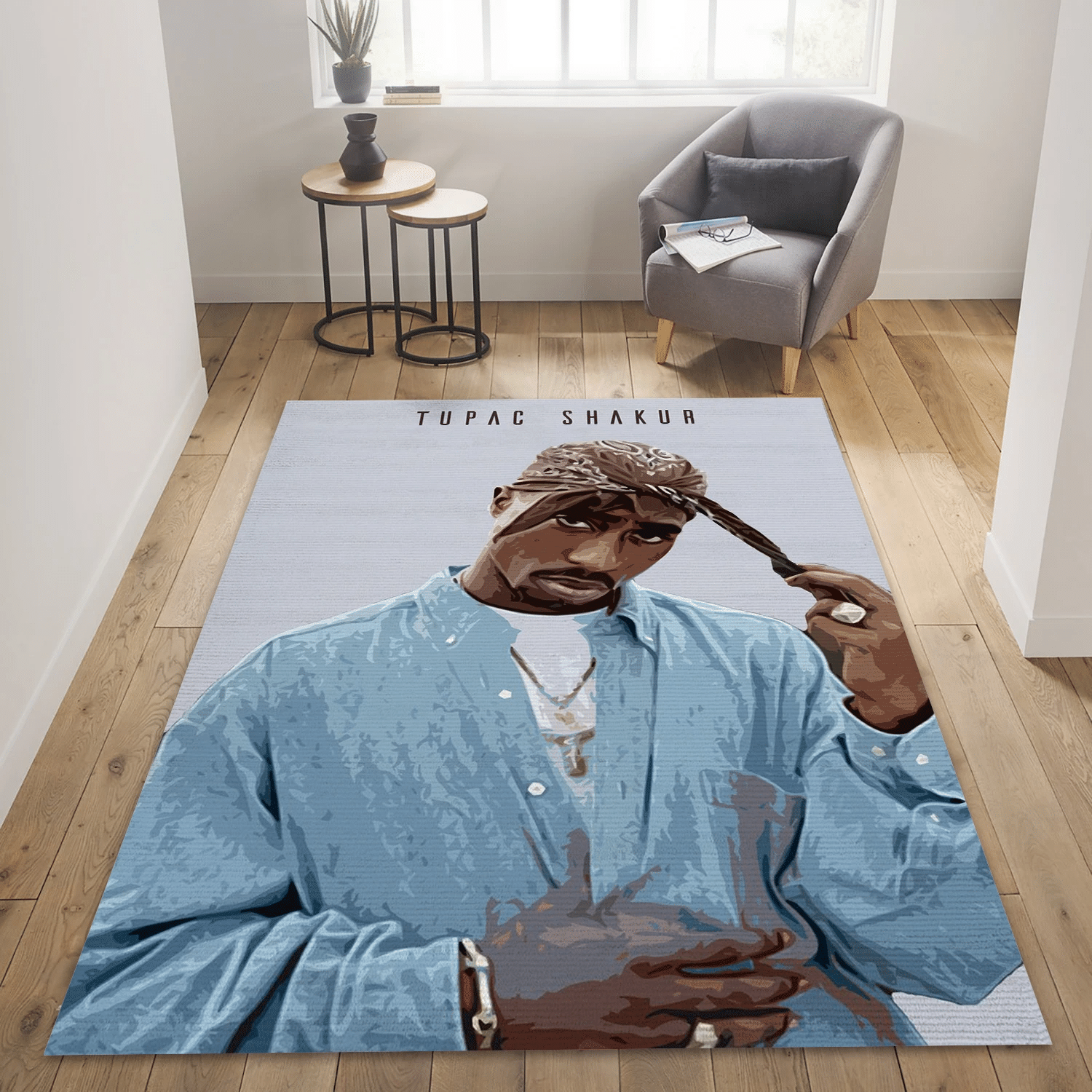 Tupac Shakur Rapper Music Area Rug Carpet, Living Room  Rug - Floor Decor - Indoor Outdoor Rugs