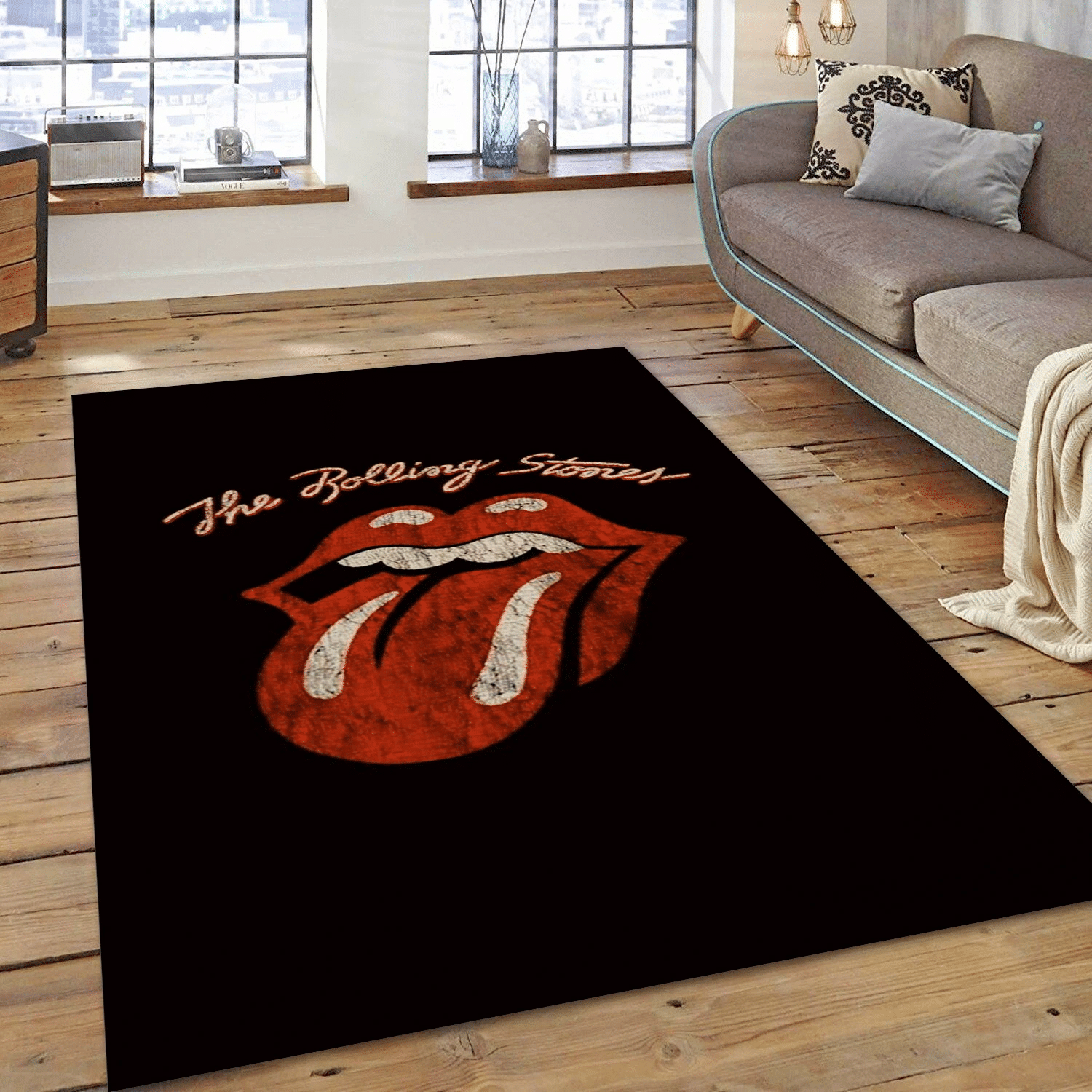 The Rolling Stones Logo Scratch Music Area Rug For Christmas, Living Room  Rug - Christmas Gift US Decor - Indoor Outdoor Rugs