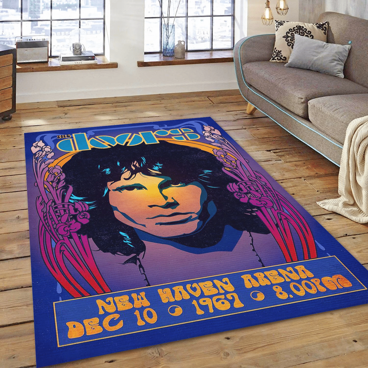 The Doors Retro Style Area Rug, Living Room  Rug - Home Decor - Indoor Outdoor Rugs