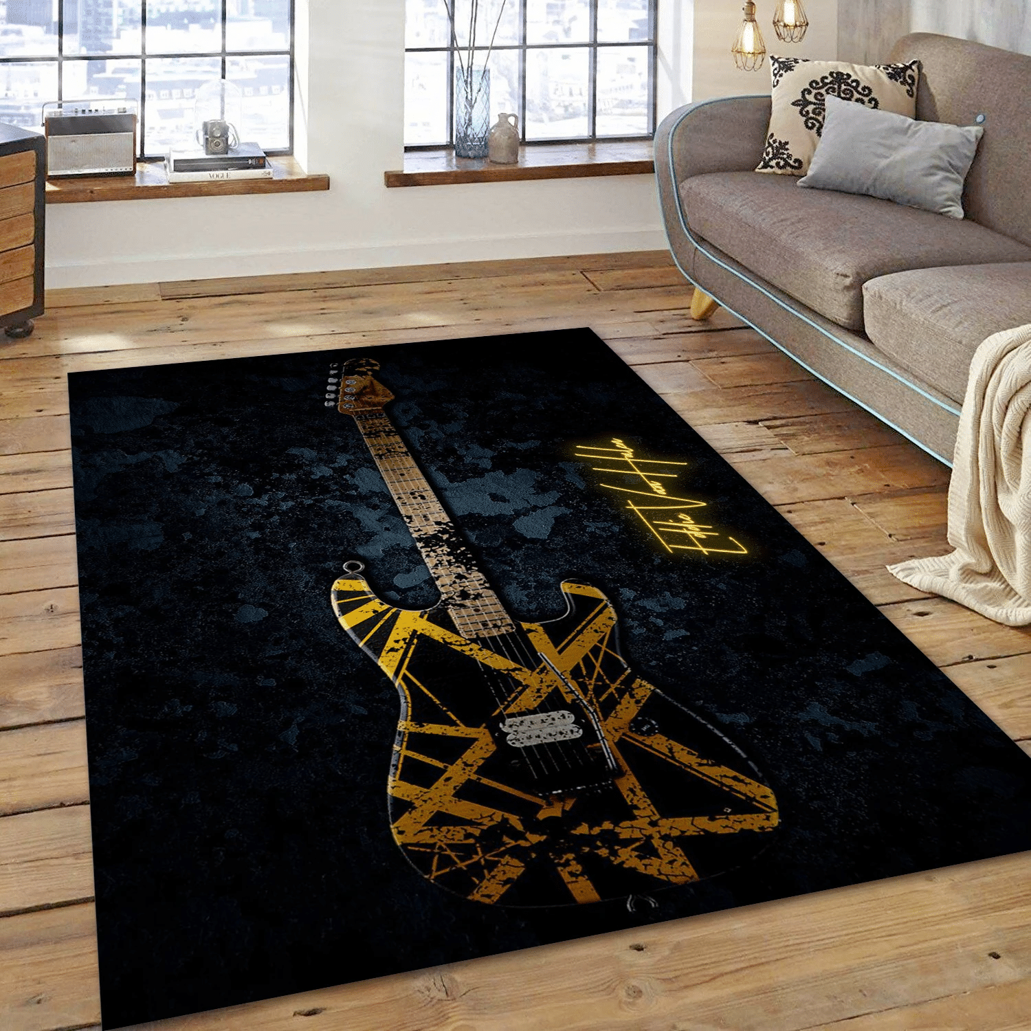 Van Halen Guitar 1 Music Area Rug Carpet, Living Room Rug - Family Gift US Decor - Indoor Outdoor Rugs