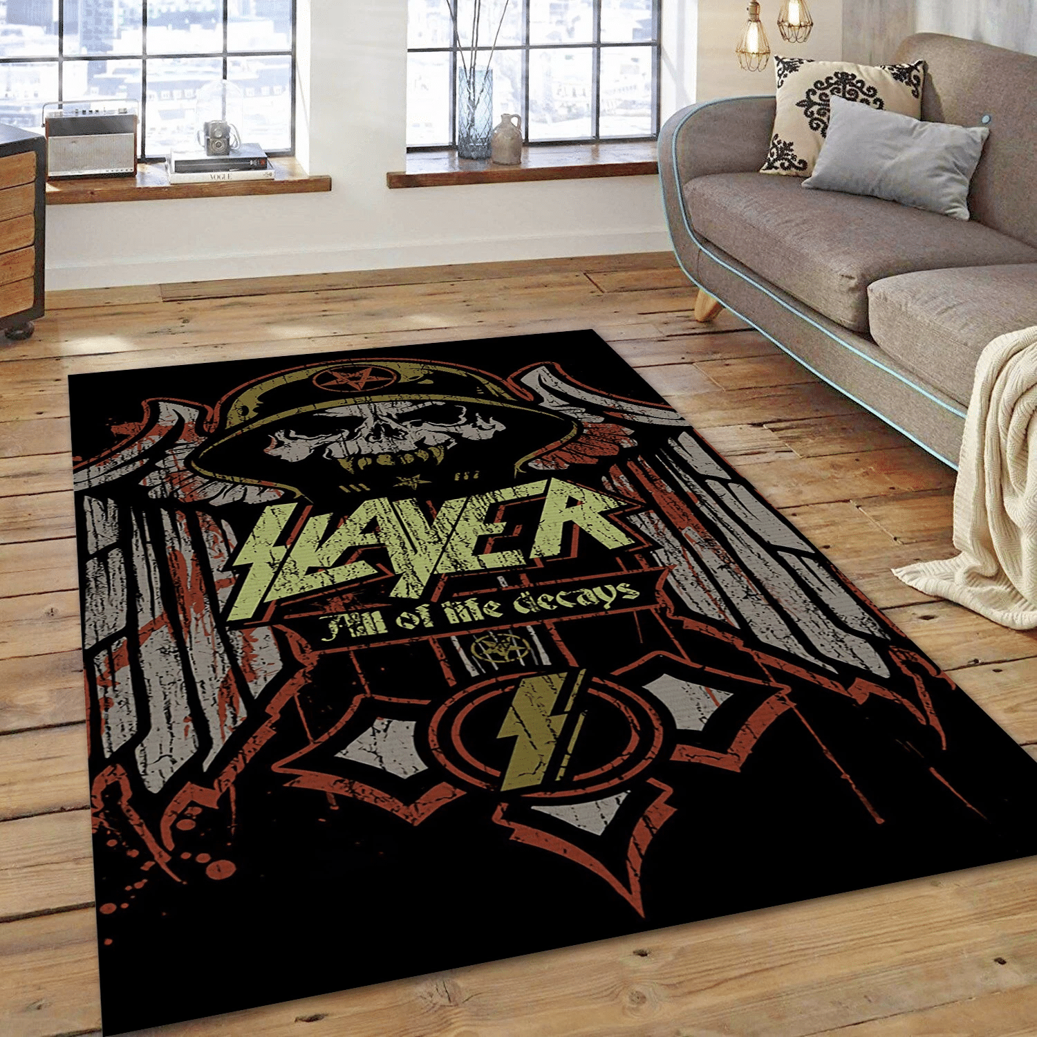 Slayer Band 6 Music Area Rug, Living Room  Rug - Home Decor - Indoor Outdoor Rugs