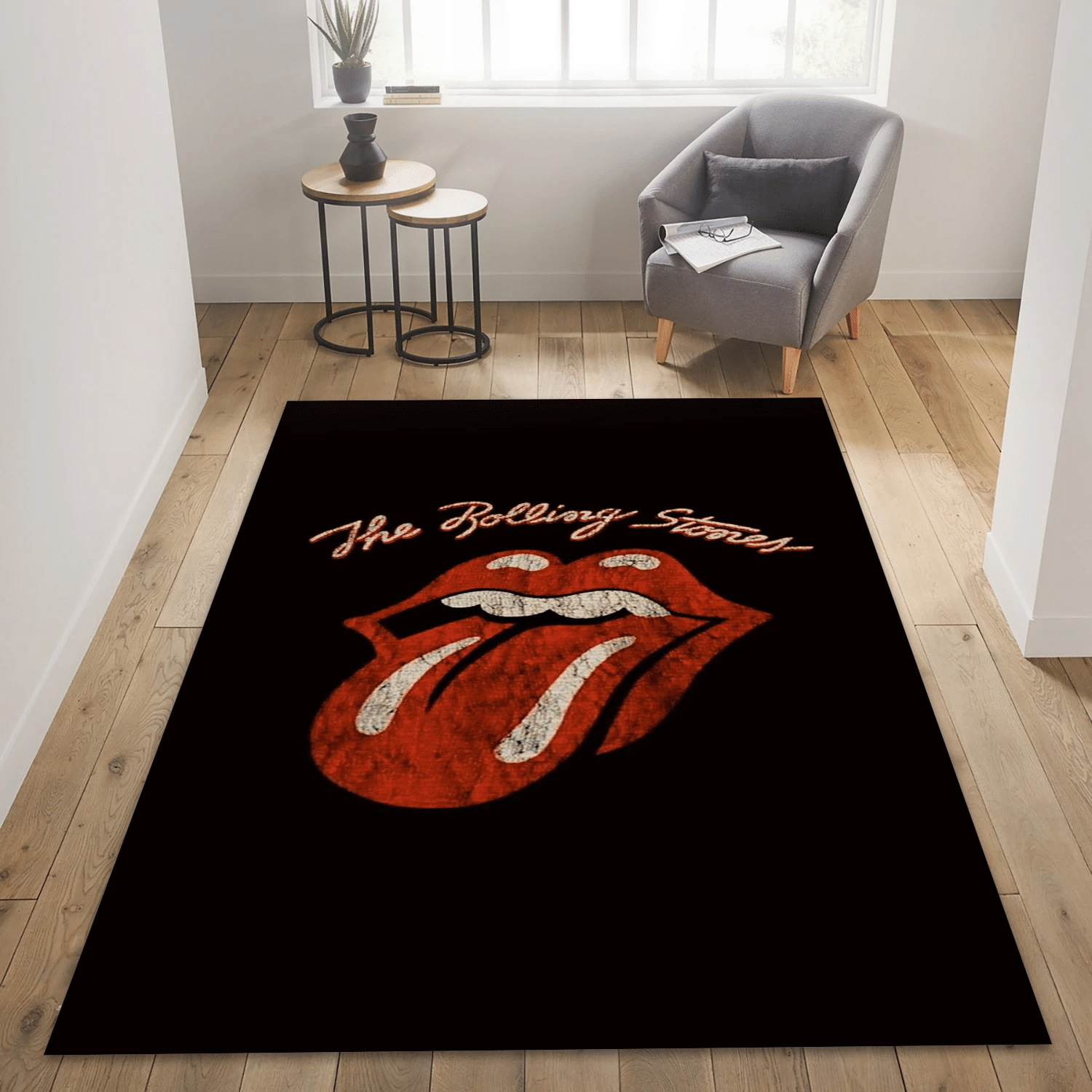 The Rolling Stones Logo Scratch Music Area Rug For Christmas, Living Room  Rug - Christmas Gift US Decor - Indoor Outdoor Rugs