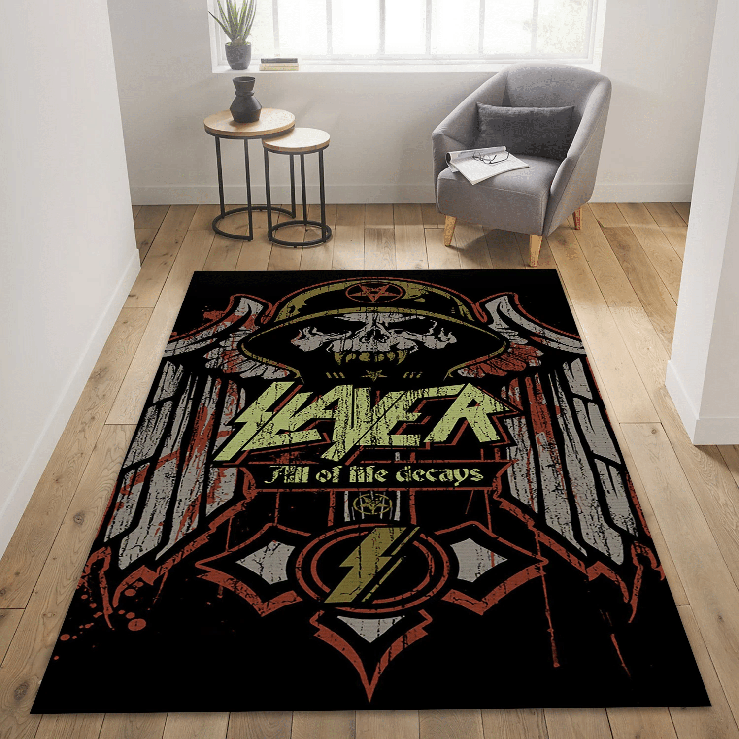 Slayer Band 6 Music Area Rug, Living Room  Rug - Home Decor - Indoor Outdoor Rugs