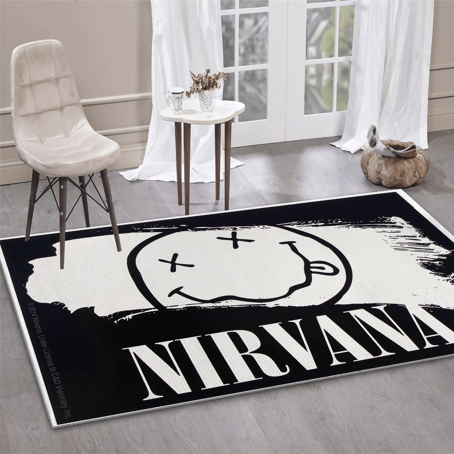 Nirvana Face Icon Music Area Rug For Christmas, Living Room  Rug - Home Decor - Indoor Outdoor Rugs