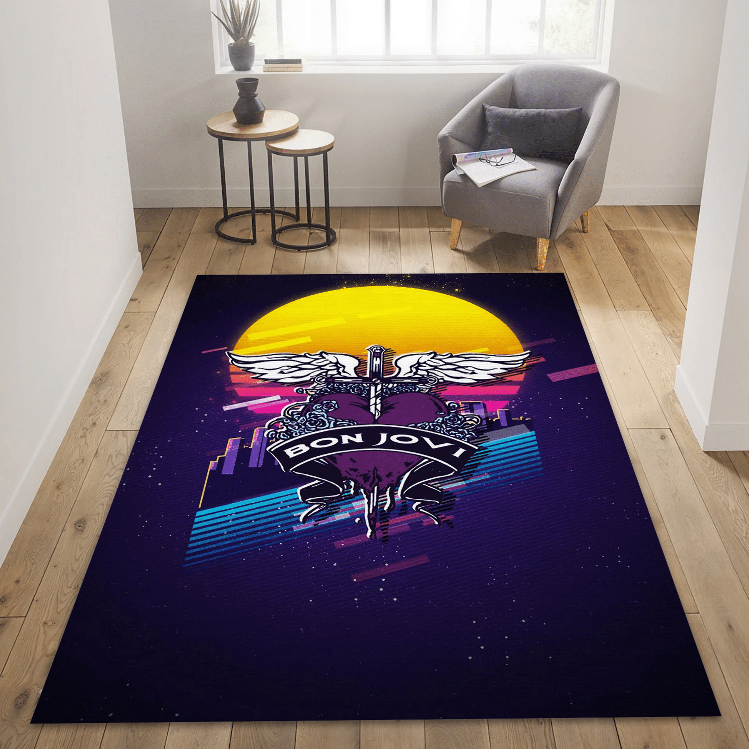 Bon Jovi Logo Music Area Rug For Christmas, Living Room  Rug - Floor Decor - Indoor Outdoor Rugs