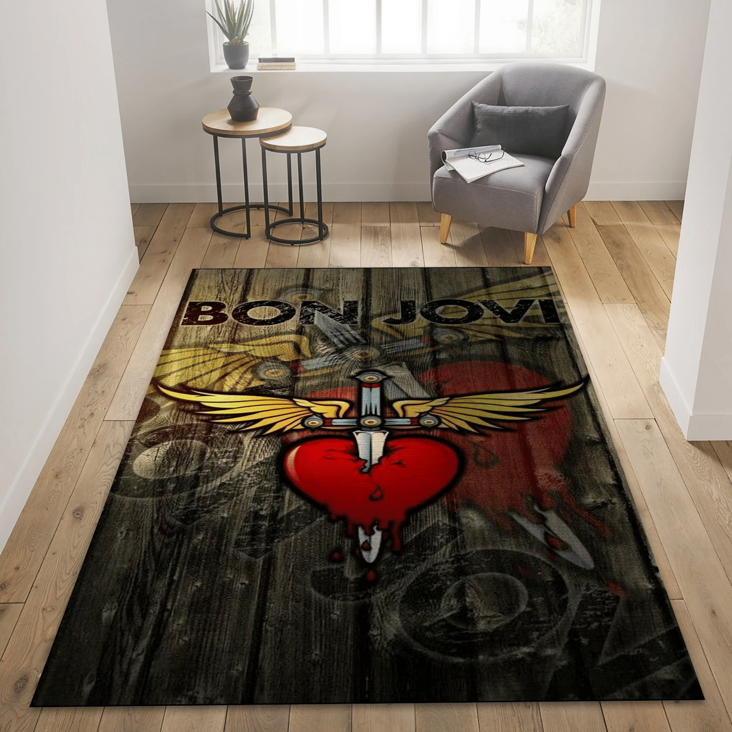 Bon Jovi Floor Music Area Rug For Christmas, Living Room  Rug - US Gift Decor - Indoor Outdoor Rugs