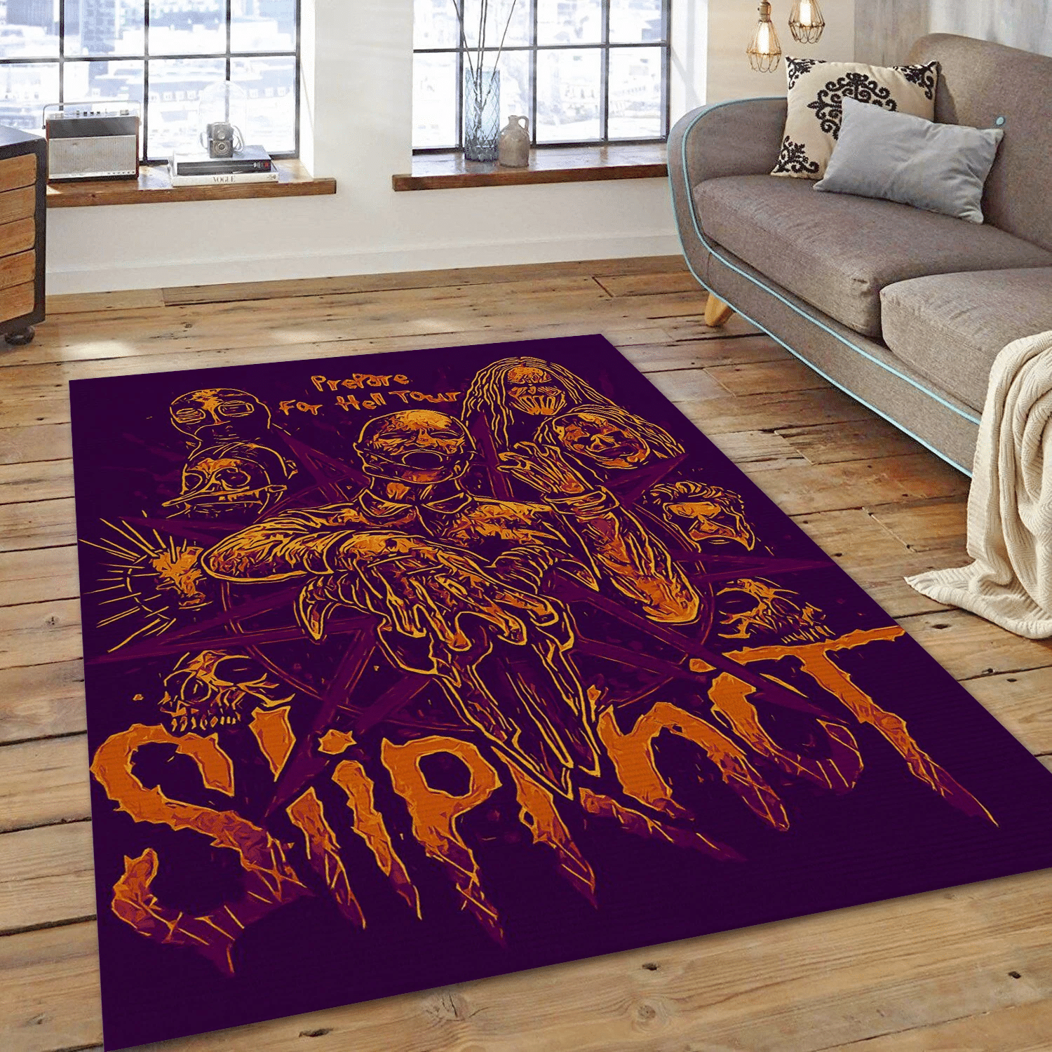 Slipknot Purple And Gold Music Area Rug For Christmas, Living Room  Rug - Floor Decor - Indoor Outdoor Rugs