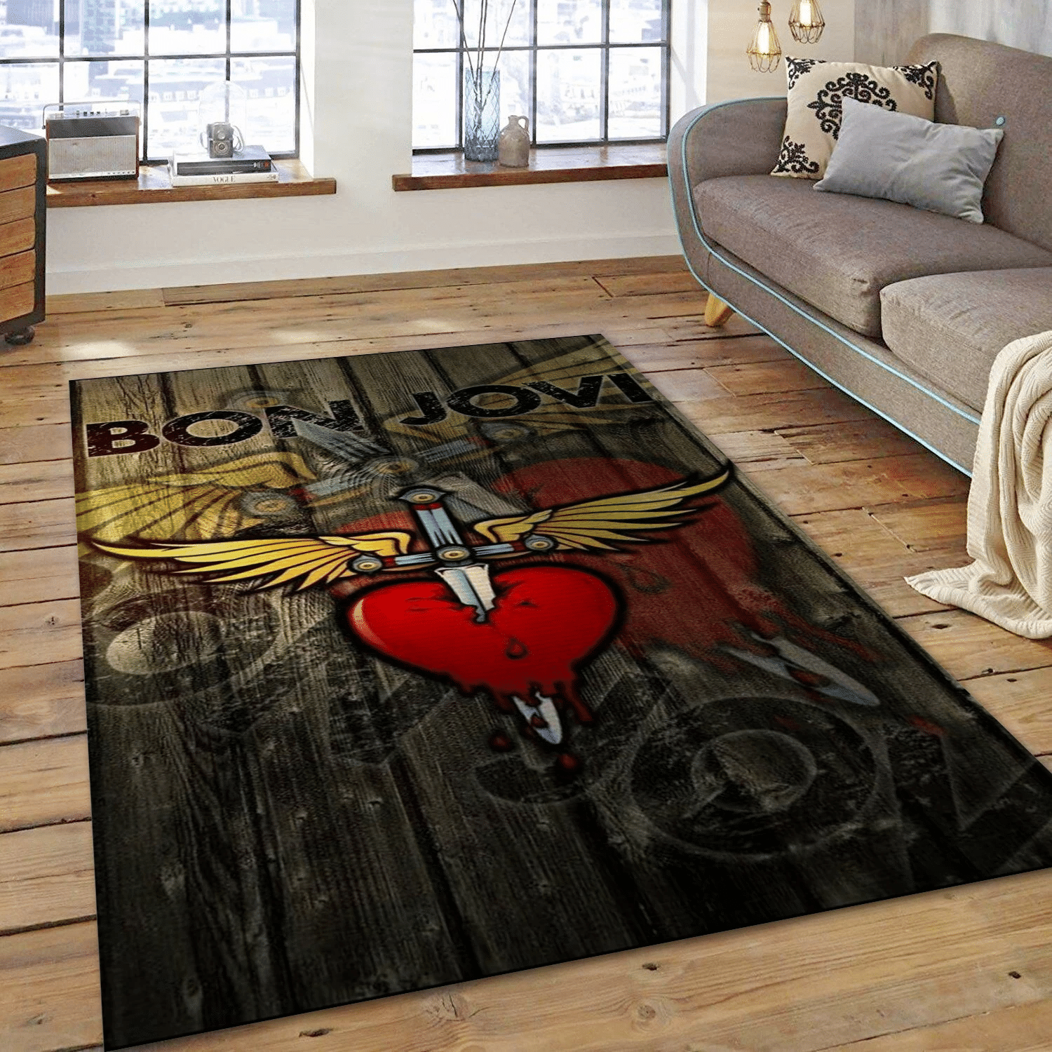 Bon Jovi Floor Music Area Rug For Christmas, Living Room  Rug - US Gift Decor - Indoor Outdoor Rugs