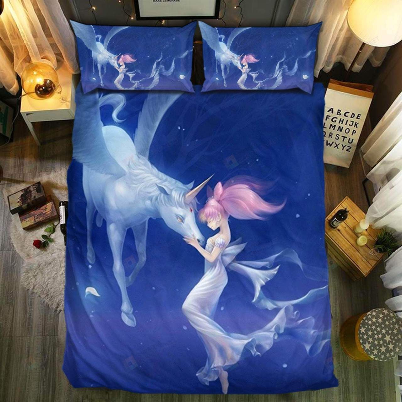 Unicorn Cotton Bed Sheets Spread Comforter Duvet Cover Bedding Sets