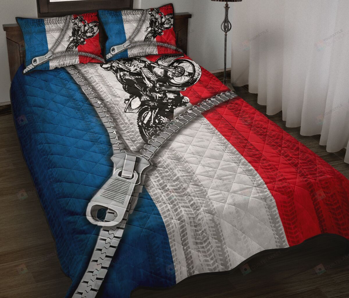 Motocross France Flag Quilt Bedding Set Bed Sheets Spread Comforter Duvet Cover Bedding Sets