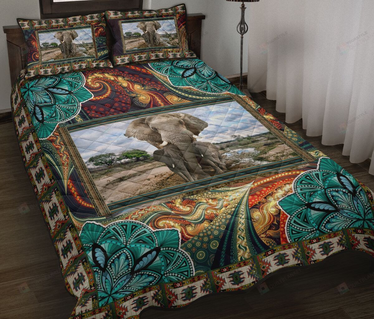 Elephant Ethnic Quilt Bedding Set