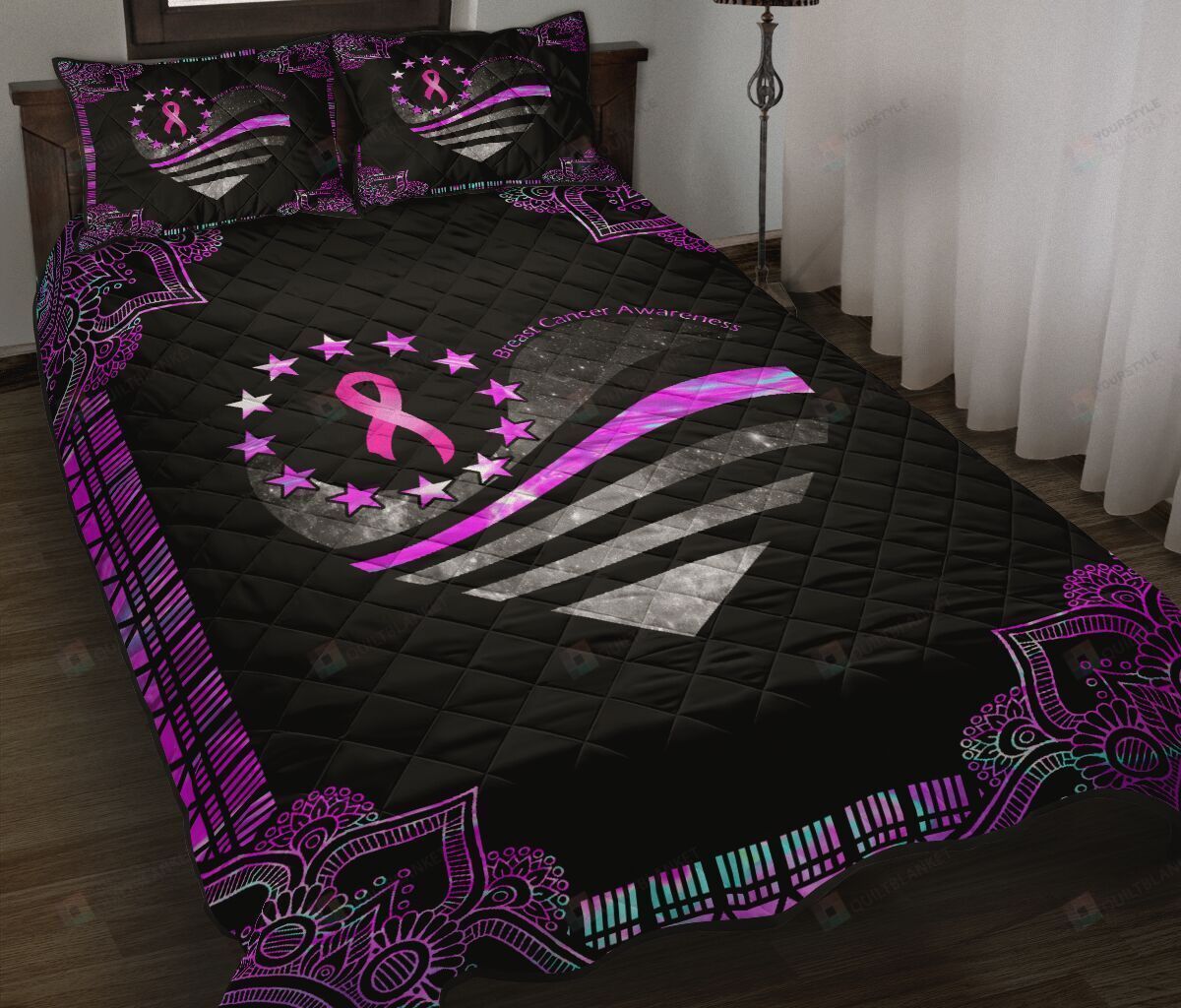 Breast Cancer Awareness Quilt Bedding Set