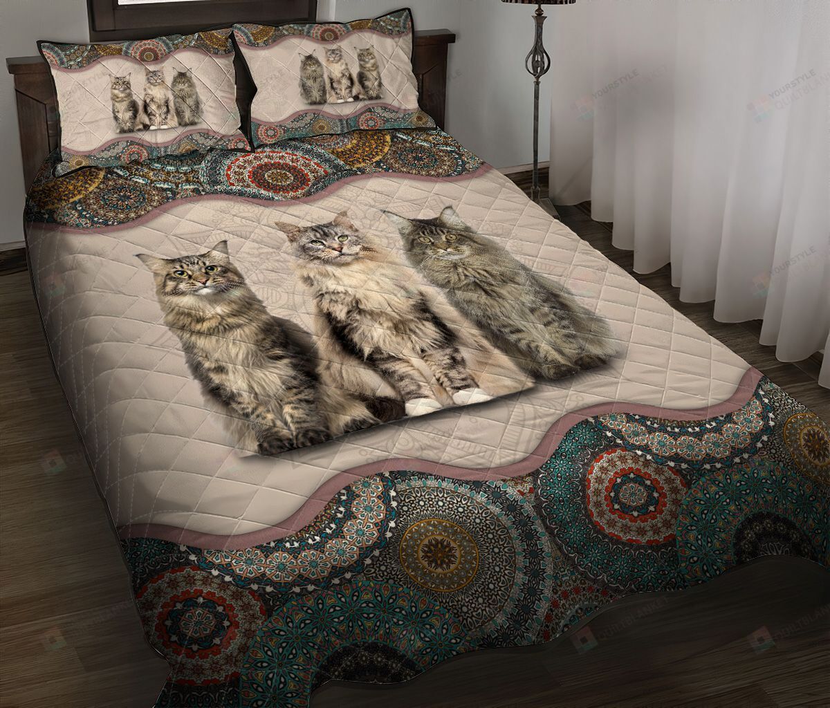 Maine Coon Mandala Quilt Bedding Set