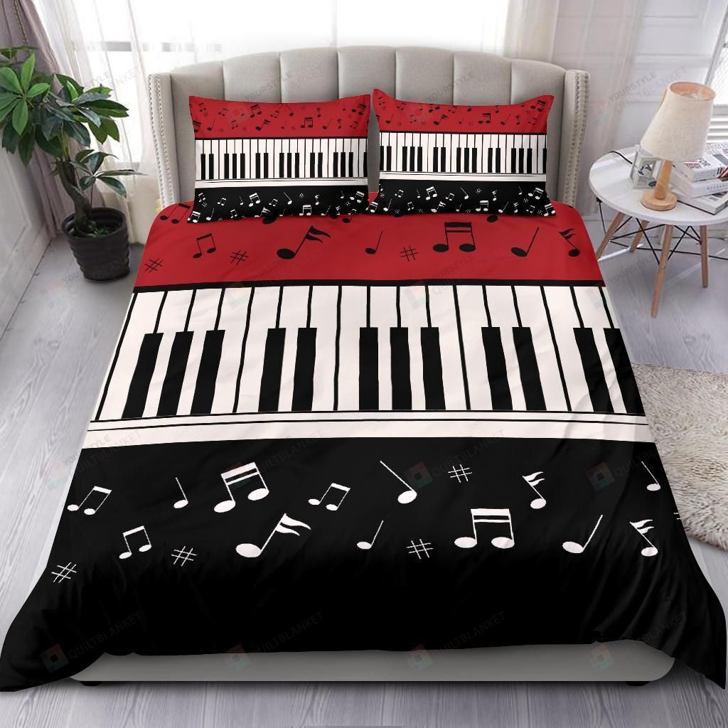 Piano Keys Music Notes Bedding Set Cotton Bed Sheets Spread Comforter Duvet Cover Bedding Sets