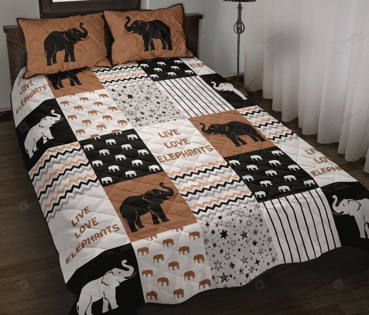 Live Love Elephants Quilt Bedding Set