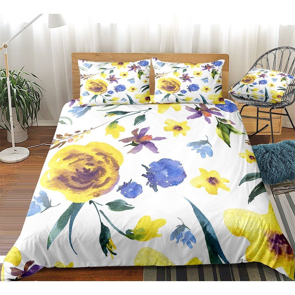 Flower Painting Bedding Set Cotton Bed Sheets Spread Comforter Duvet Cover Bedding Sets