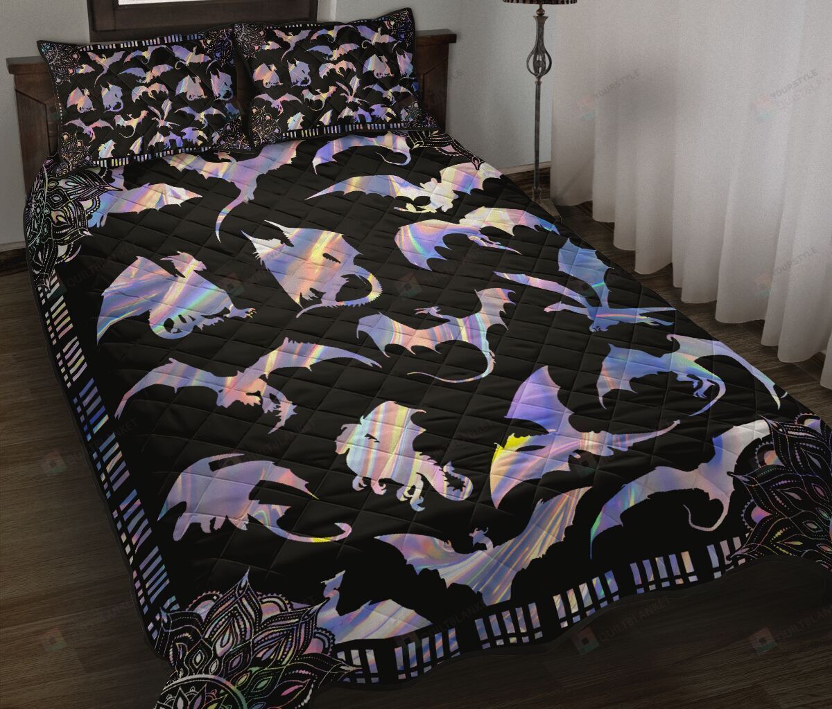 Dragon Hologram Style Quilt Bedding Set