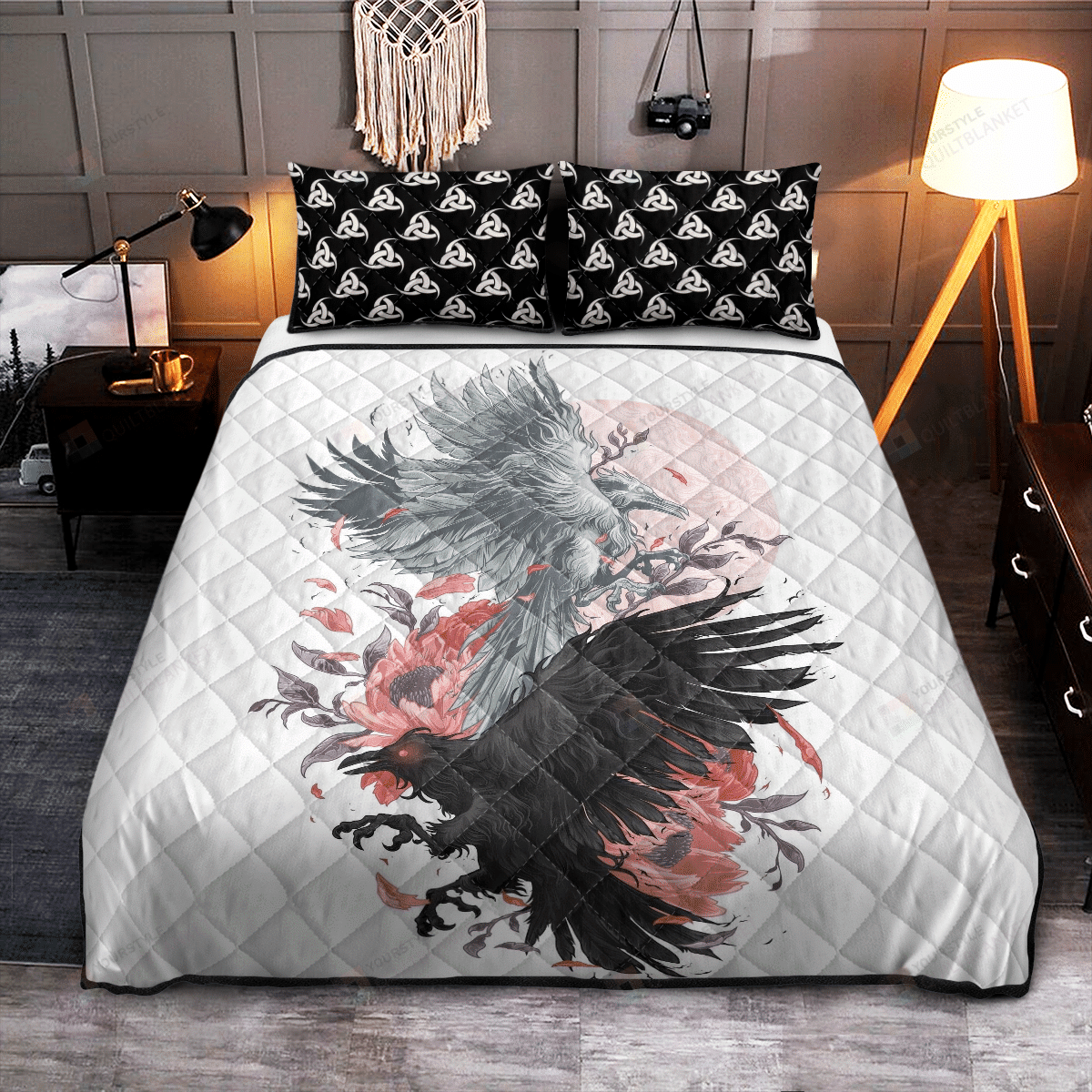 Hugin And Munin Viking Quilt Bedding Set