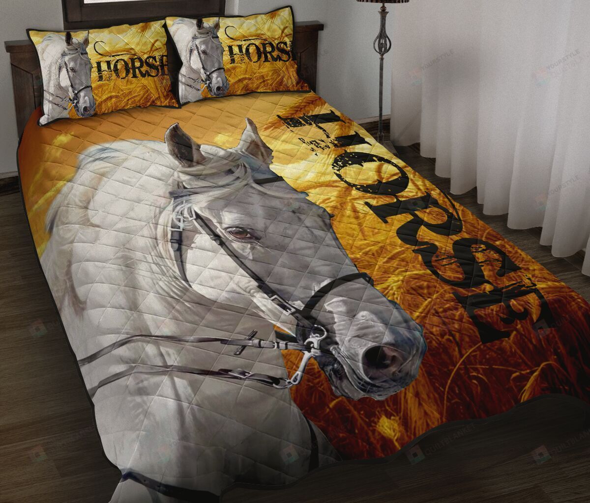 Horse - Wheat Field Sunset Quilt Bedding Set