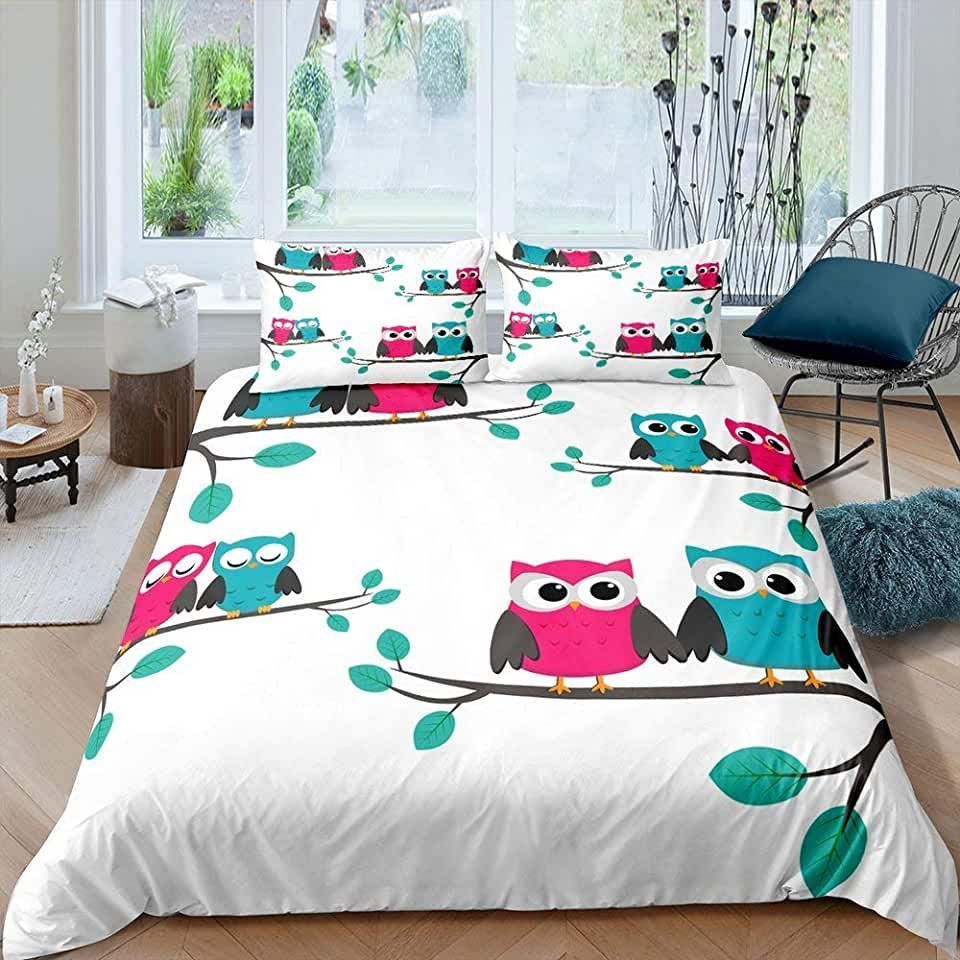 Owl Bedding Set  Bed Sheets Spread Comforter Duvet Cover Bedding Sets