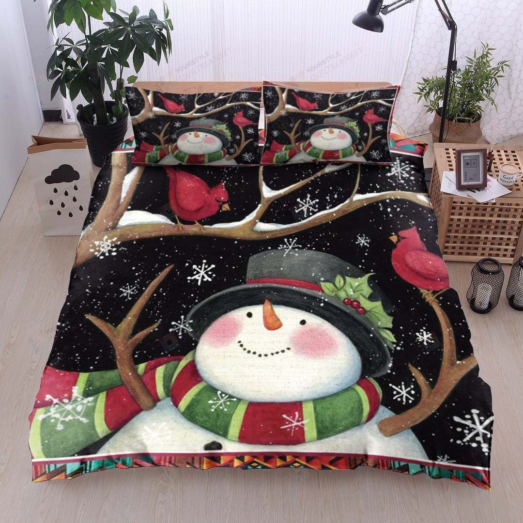 Snowman Cotton Bed Sheets Spread Comforter Duvet Cover Bedding Sets