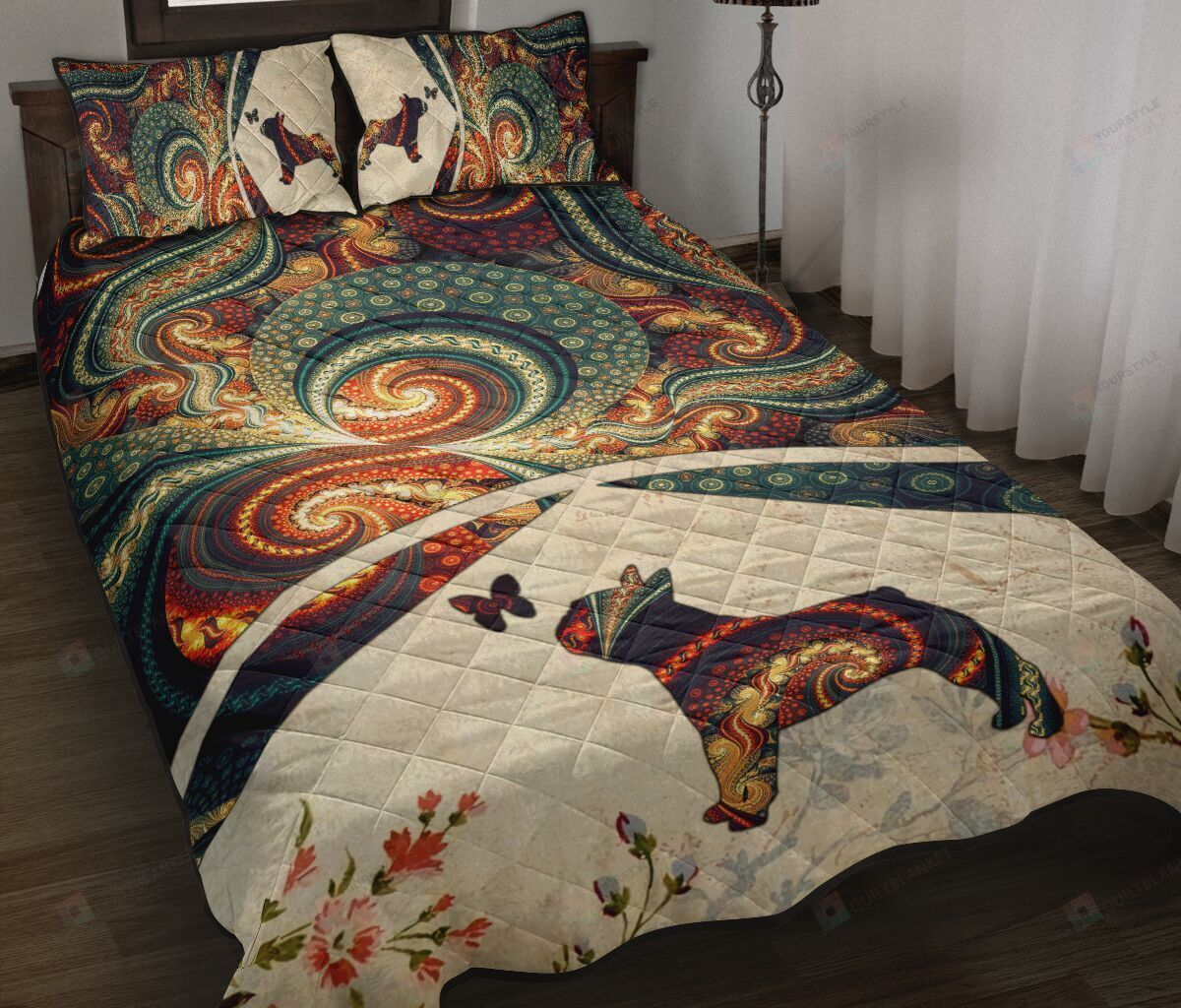 Bulldog Brown Fractal Quilt Bedding Set