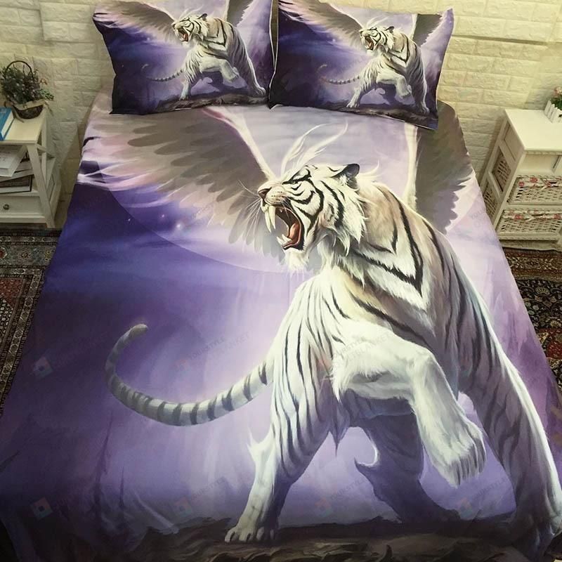 White Tiger Wings Cool Bedding Duvet Cover Bedding Set