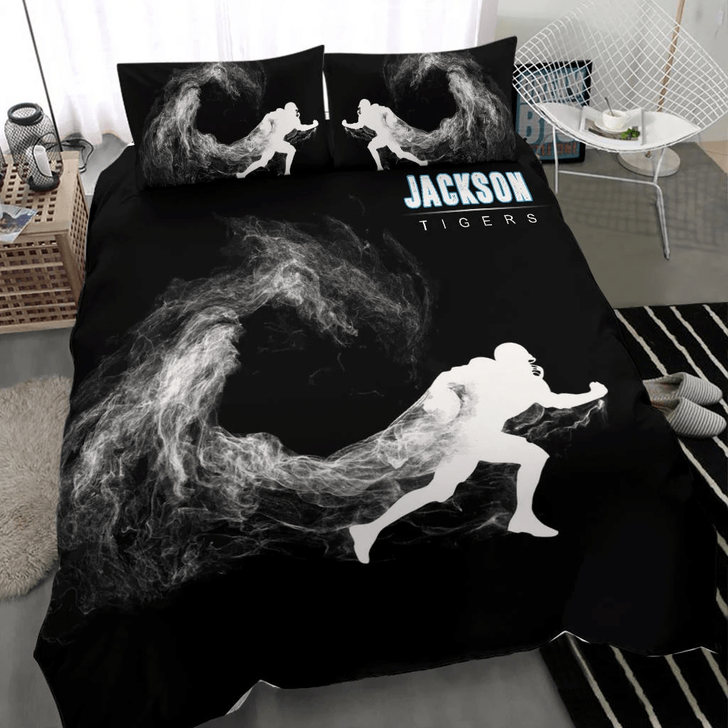 Football Smoke Run Personalized Custom Name Duvet Cover Bedding Set