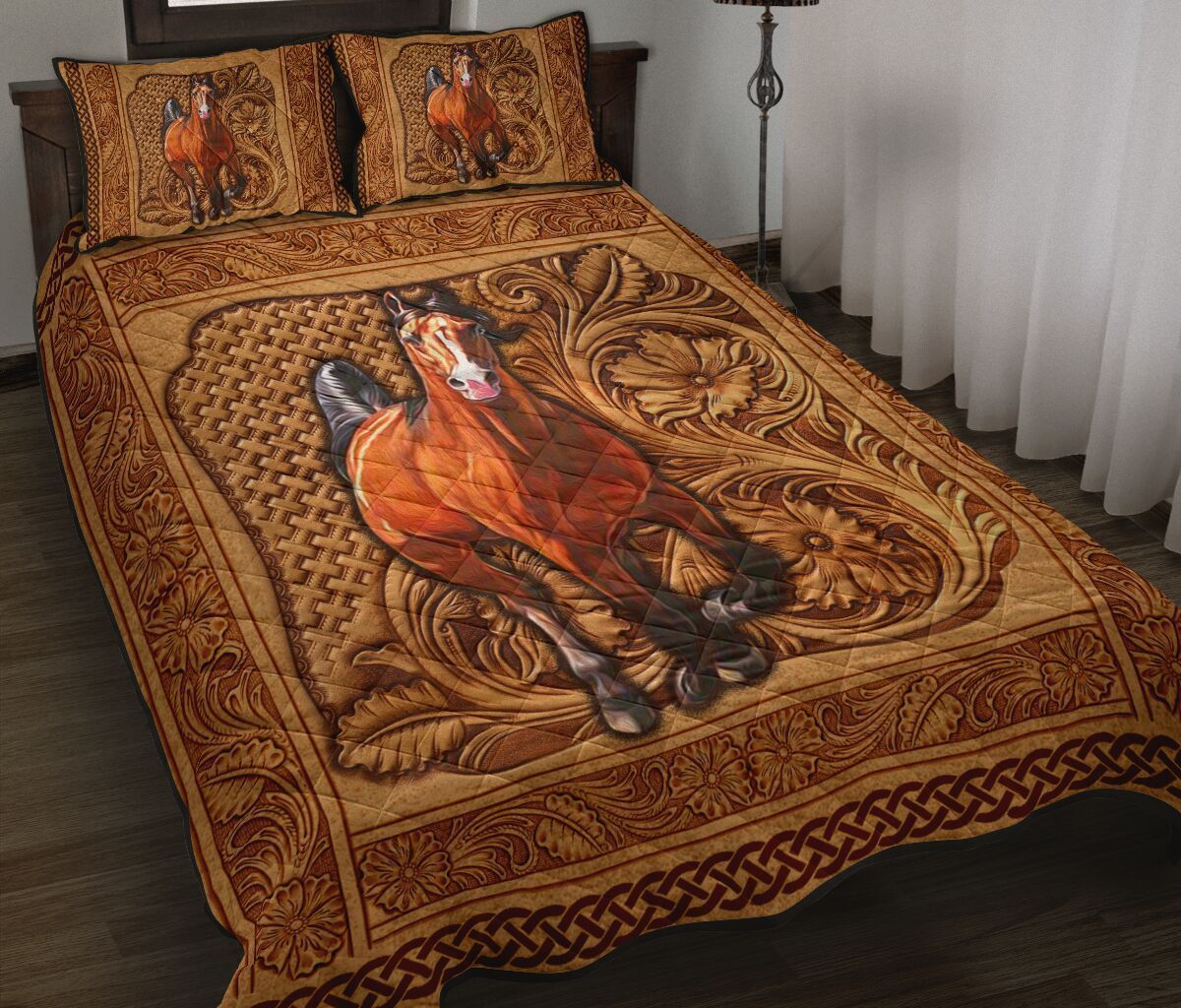 Horse - Leather Embossed Quilt Bedding Set