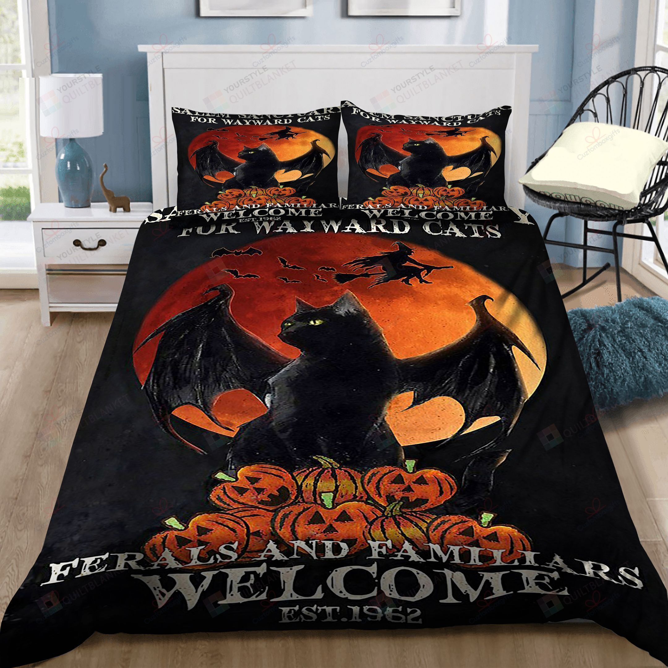 Halloween Cat Salem Bedding Set   (Duvet Cover & Pillow Cases)
