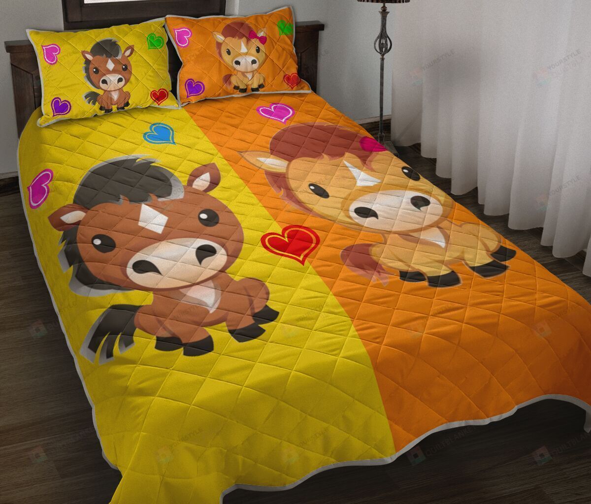 Horse Color Quilt Bedding Set