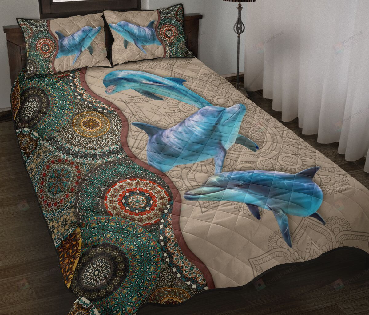 Dolphin Mandala Quilt Bedding Set