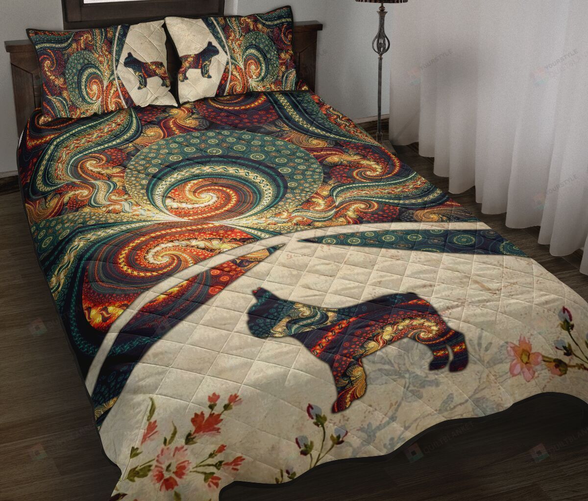 Bulldog Brown Fractal Quilt Bedding Set