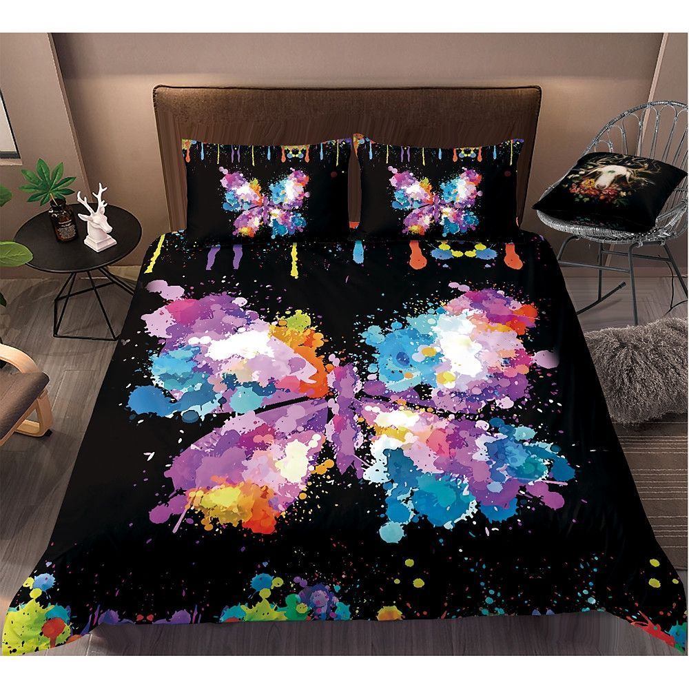 Colorful Butterfly Pattern Bedding Set Bed Sheets Spread Comforter Duvet Cover Bedding Sets