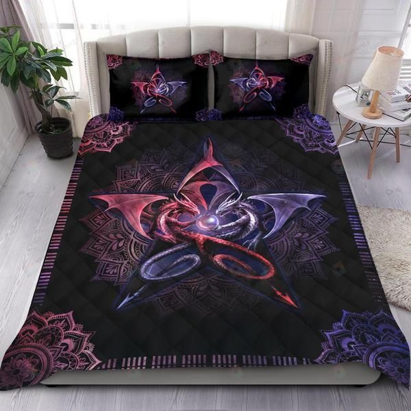 Pentagram Couple Dragon Quilt Bedding Set