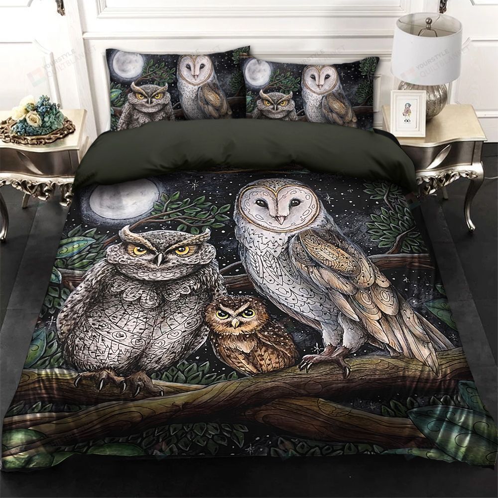 Owl Family Bed Sheets Spread Duvet Cover Bedding Set