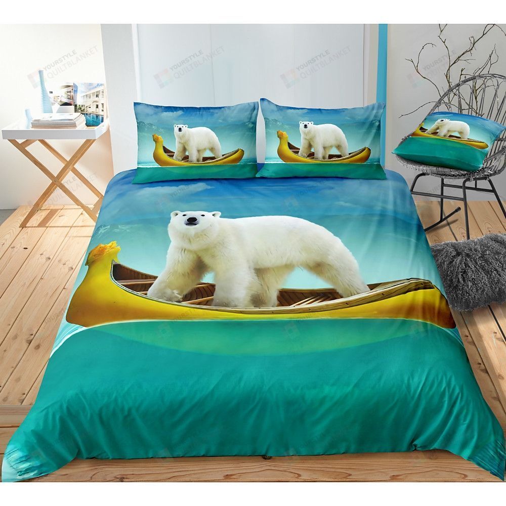 Polar Bear On The Boat Bedding Set Bed Sheets Spread Comforter Duvet Cover Bedding Sets